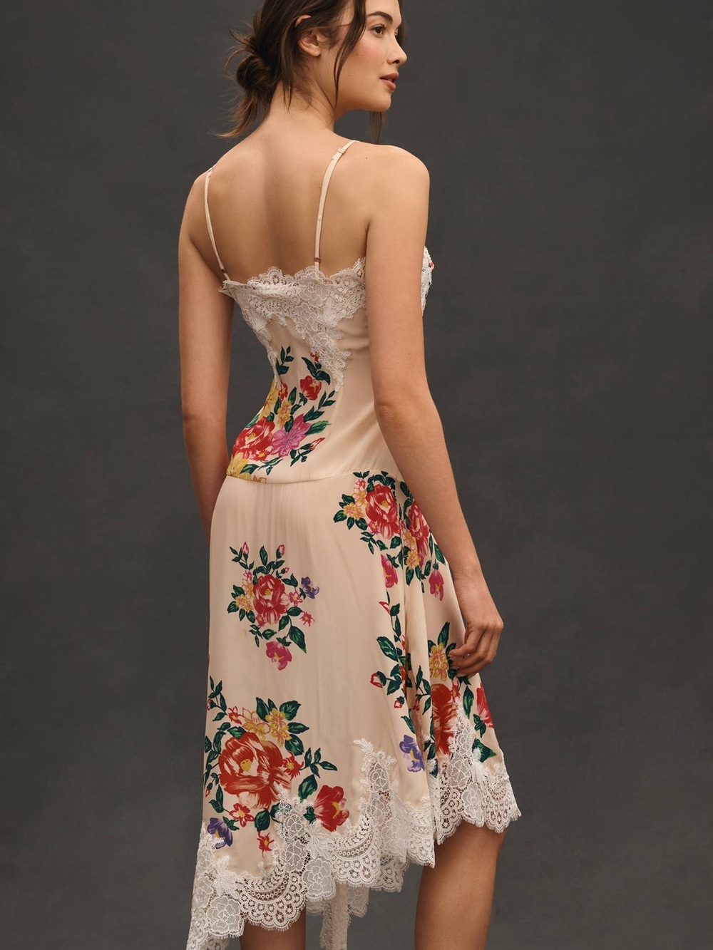 By Anthropologie Sleeveless V-Neck Lace Slip Midi Dress - Picture 2 of 5